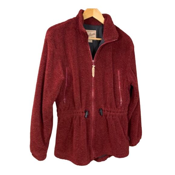 Woolrich maroon fleece full zip lined jacket Size S - Picture 3 of 10